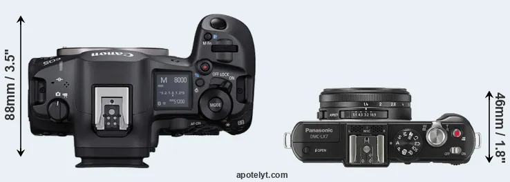 Compare R5 Mark II versus LX7 top