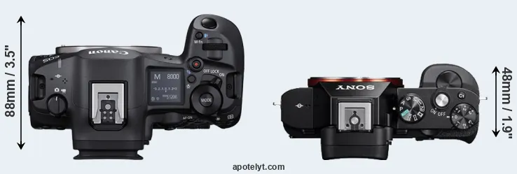 Compare R5 Mark II versus A7 top