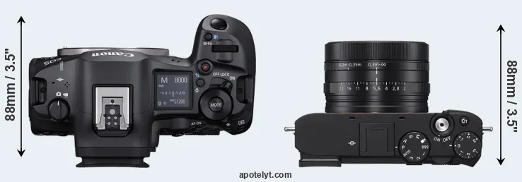 Compare R5 Mark II versus RX1R III top