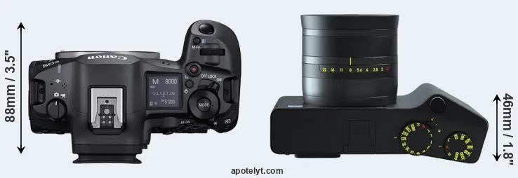 Compare R5 Mark II versus ZX1 top