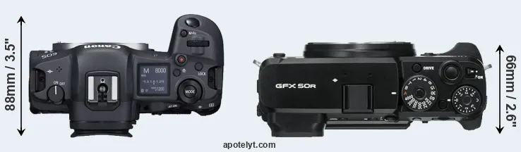 Compare R5 versus GFX 50R top