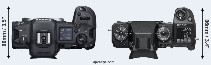 Compare R5 versus X-H1 top