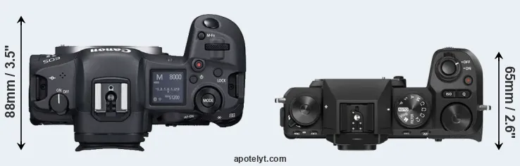 Compare R5 versus X-S20 top