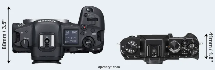 Compare R5 versus X-T20 top