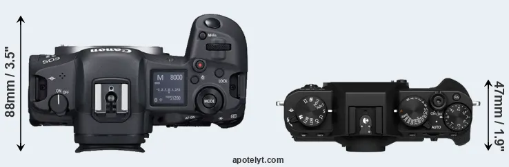Compare R5 versus X-T30 II top
