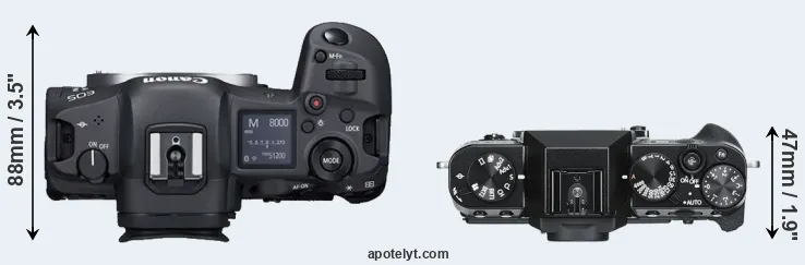 Compare R5 versus X-T30 top
