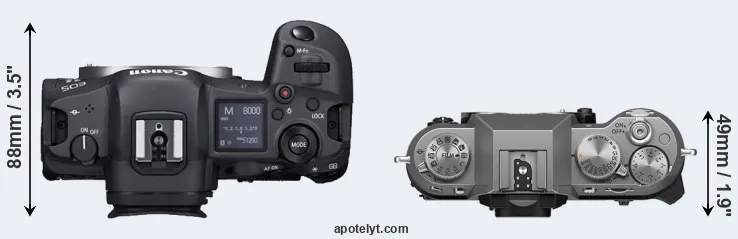Compare R5 versus X-T50 top
