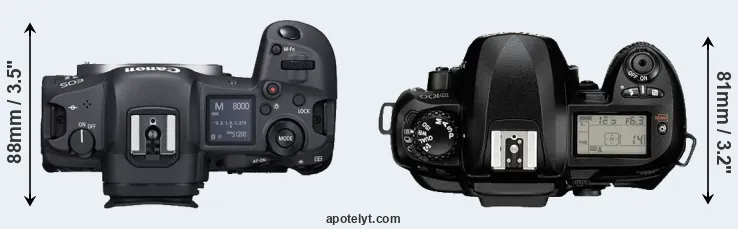 Compare R5 versus D100 top