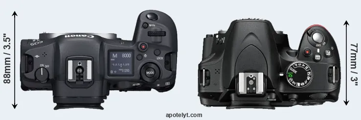Compare R5 versus D3200 top