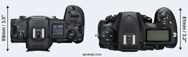 Compare R5 versus D500 top