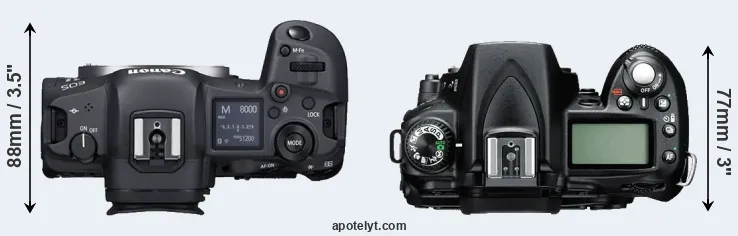 Compare R5 versus D90 top