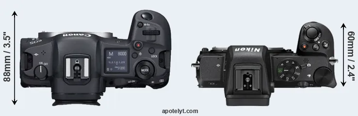 Compare R5 versus Z50 top