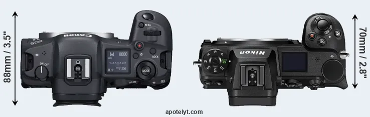 Compare R5 versus Z7 II top