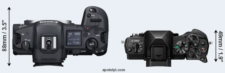 Compare R5 versus E-M10 IV top