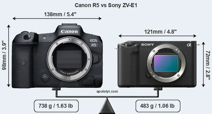 Size Canon R5 vs Sony ZV-E1