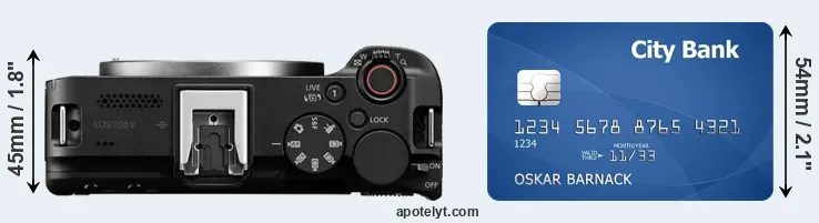 R50 V versus credit card top view