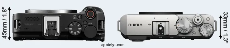 Compare R50 V versus X-E4 top