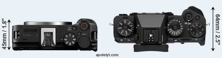 Compare R50 V versus X-T5 top