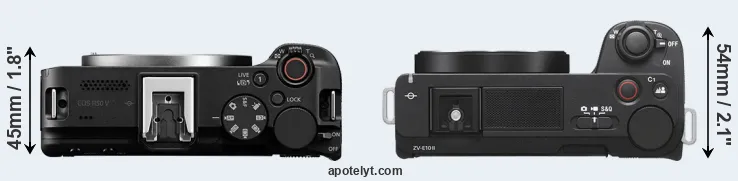 Compare R50 V versus ZV-E10 II top