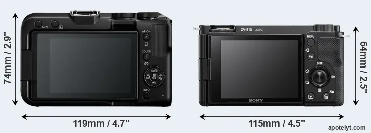 Comparison R50 V or ZV-E10 rear