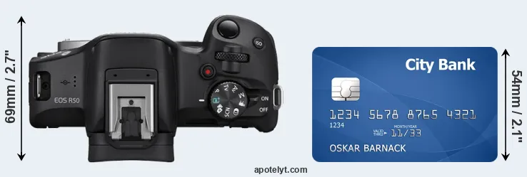 R50 versus credit card top view