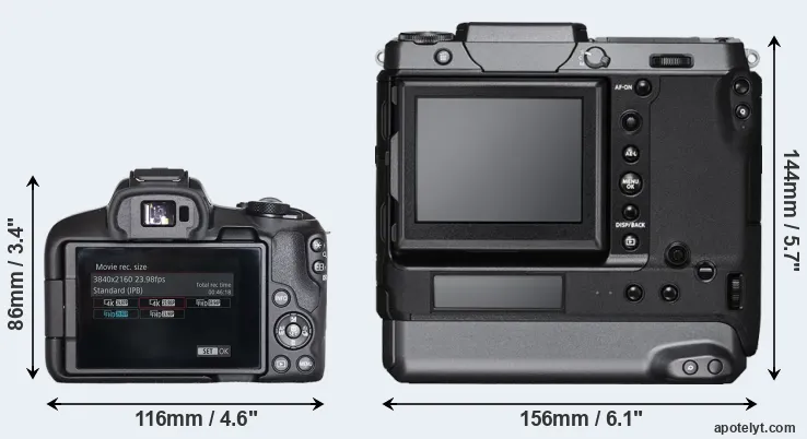 Comparison R50 or GFX 100 rear