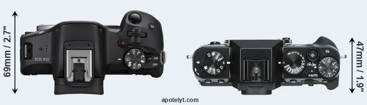 Compare R50 versus X-T30 top
