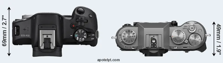 Compare R50 versus X-T50 top
