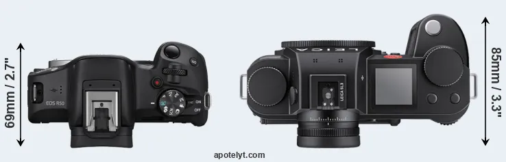 Compare R50 versus Leica SL3 top