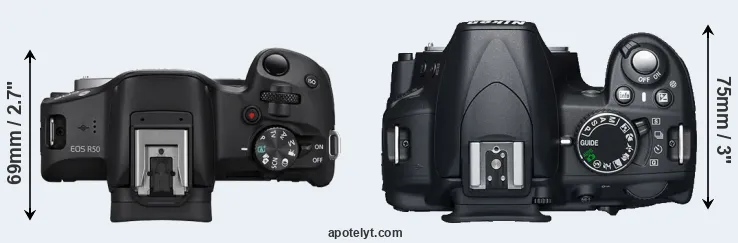 Compare R50 versus D3100 top