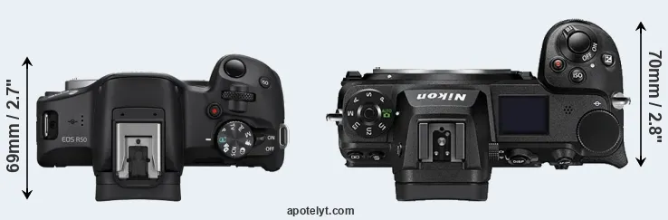 Compare R50 versus Z6 II top
