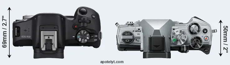 Compare R50 versus E-M5 III top