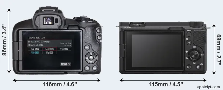Comparison R50 or ZV-E10 II rear