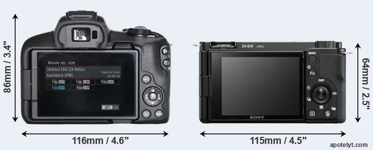 Comparison R50 or ZV-E10 rear