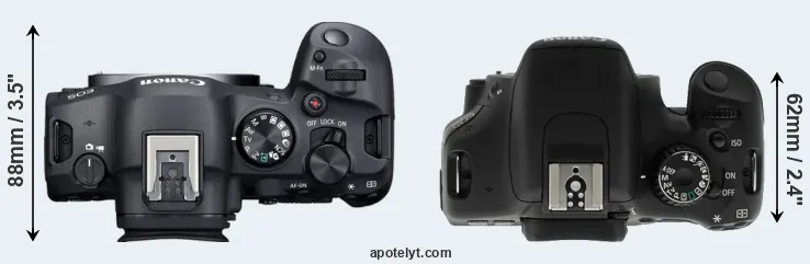 Compare R6 Mark II versus T2i top