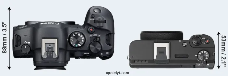 Compare R6 Mark II versus V1 top