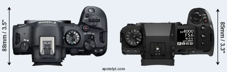 Compare R6 Mark II versus X-H2 top