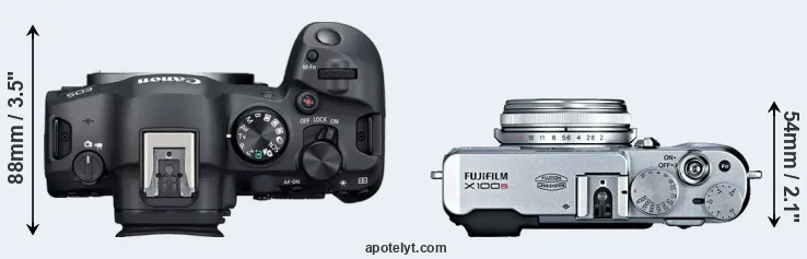 Compare R6 Mark II versus X100S top