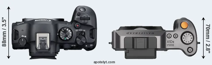 Compare R6 Mark II versus X1D II top
