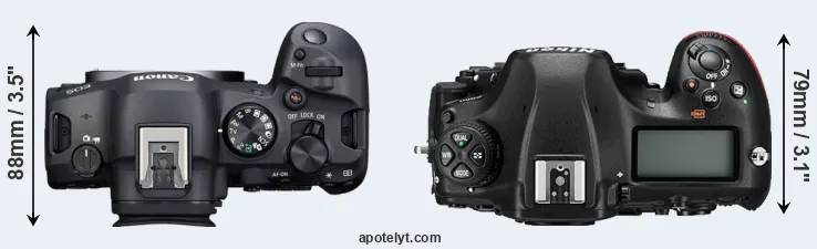 Compare R6 Mark II versus D850 top