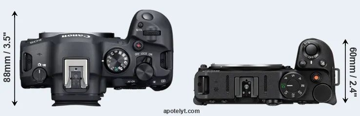 Compare R6 Mark II versus Z30 top