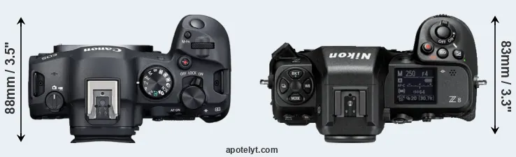 Compare R6 Mark II versus Z8 top