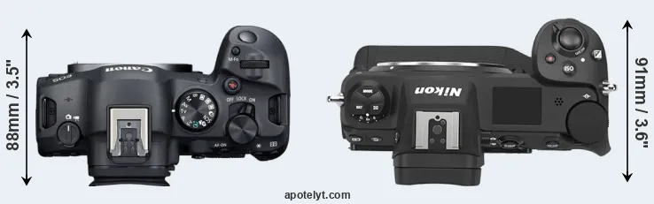Compare R6 Mark II versus Z9 top