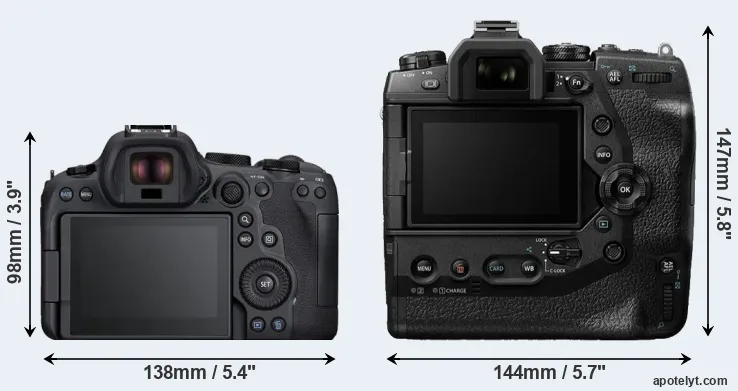 Comparison R6 Mark II or E-M1X rear