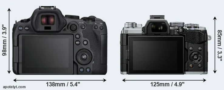 Comparison R6 Mark II or E-M5 III rear