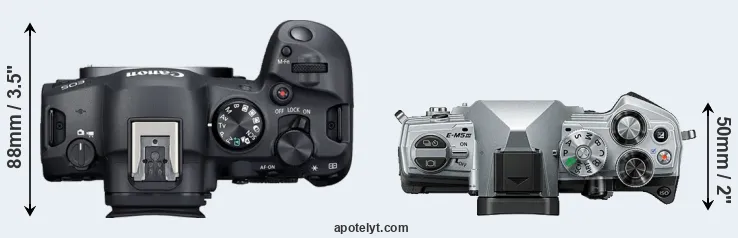 Compare R6 Mark II versus E-M5 III top