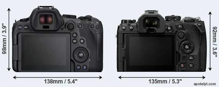 Comparison R6 Mark II or OM-1 rear