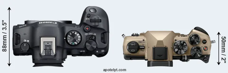 Compare R6 Mark II versus OM-5 II top