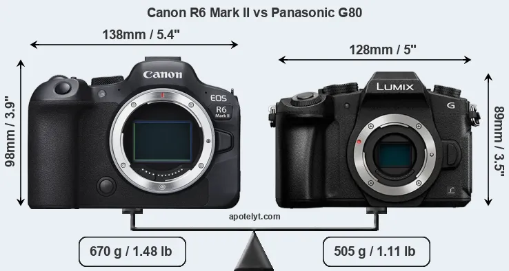 Size Canon R6 Mark II vs Panasonic G80