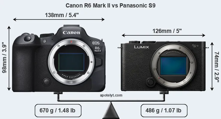 Size Canon R6 Mark II vs Panasonic S9